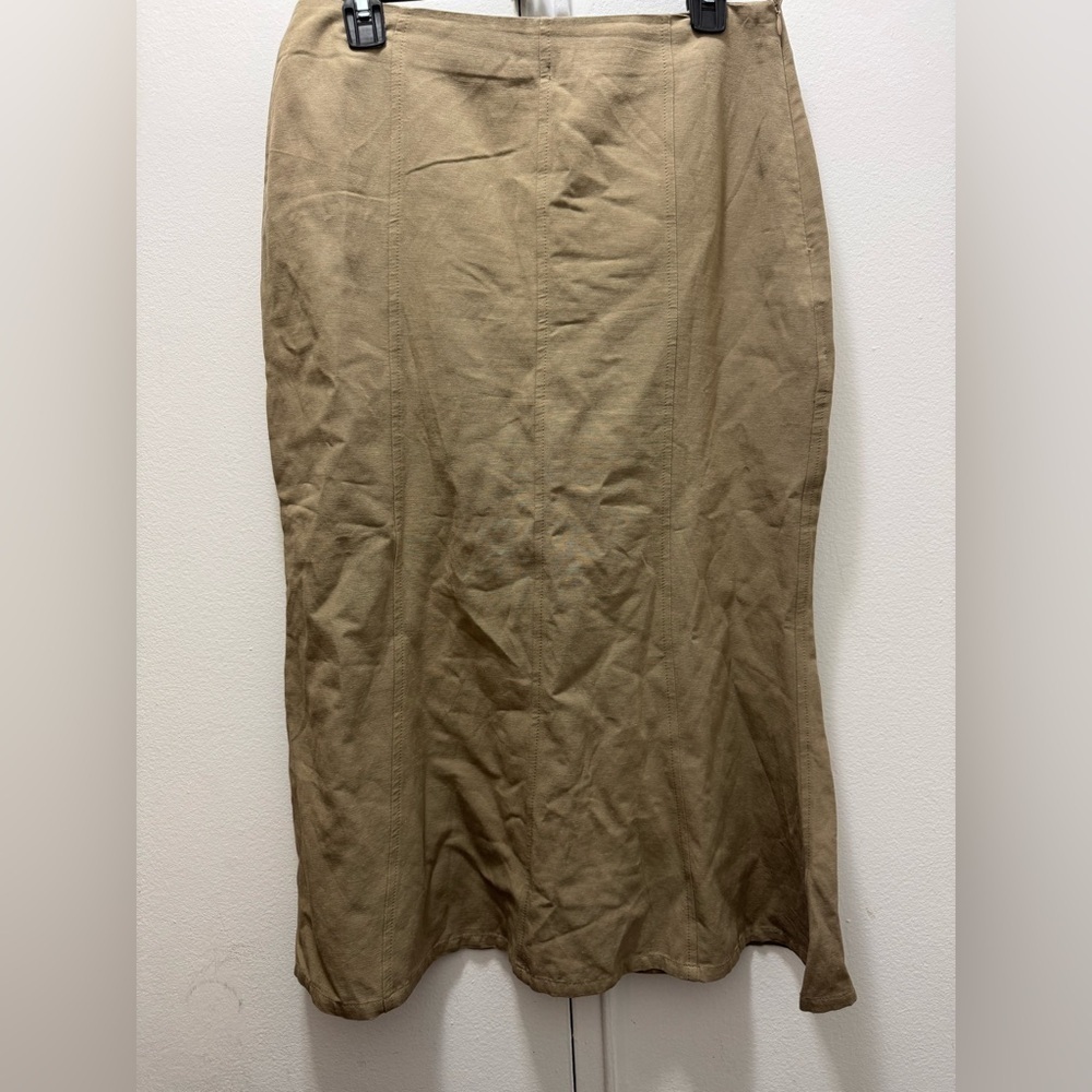 Zara Taupe Midi Skirt with Mermaid Flare Hem Medium